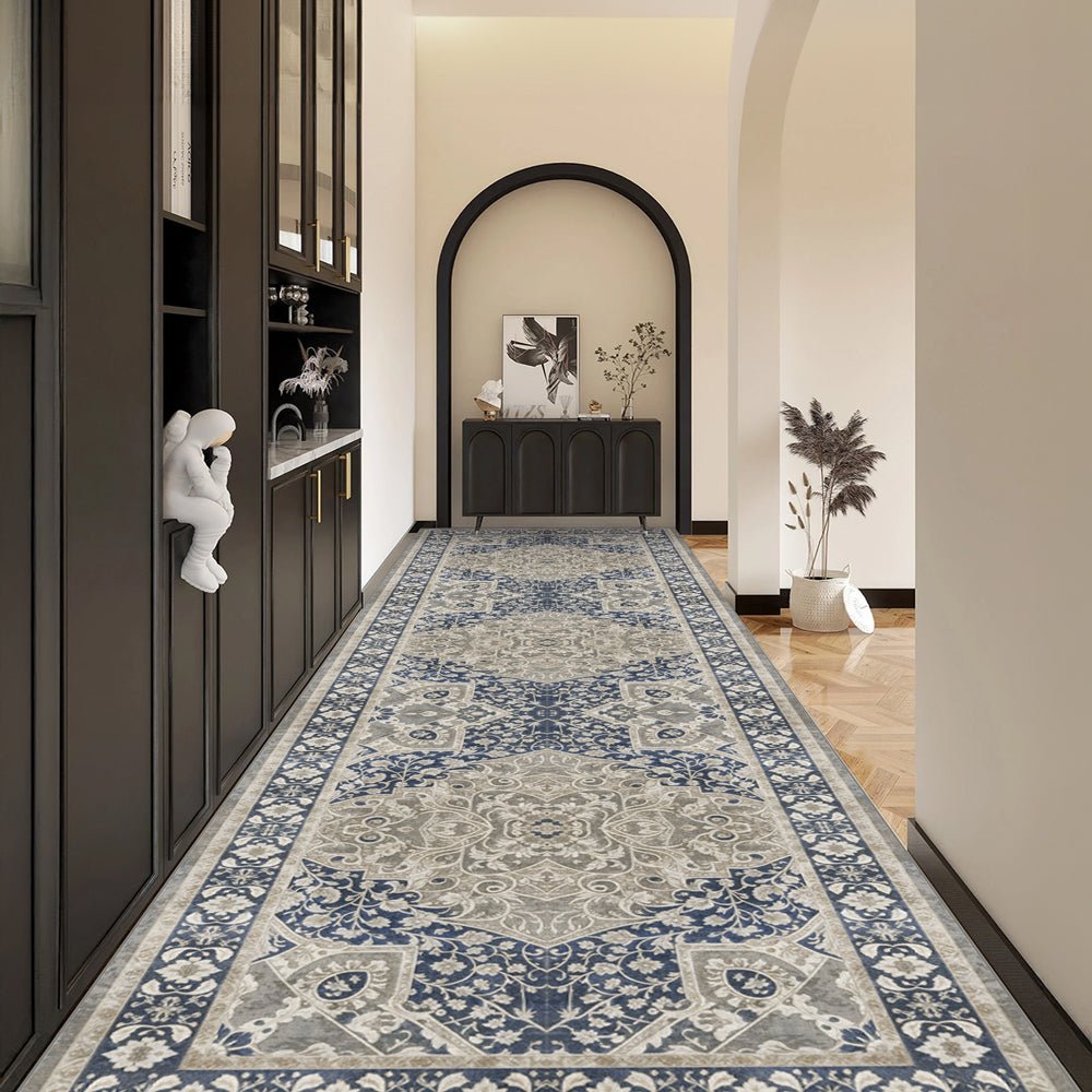 Traditional Style Blue Machine Washable Cotton Area Rug - The Rug Decor
