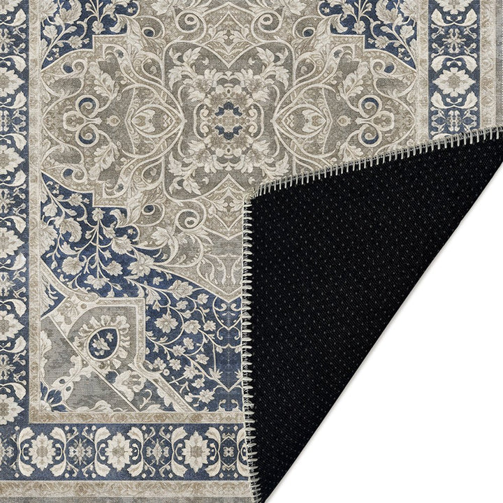 Traditional Style Blue Machine Washable Cotton Area Rug - The Rug Decor