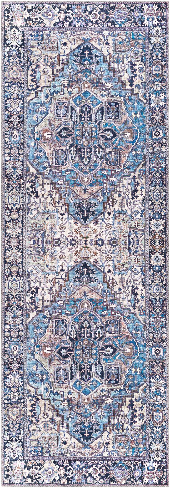 Traditional Style Blue medallion design Area Rug - The Rug Decor