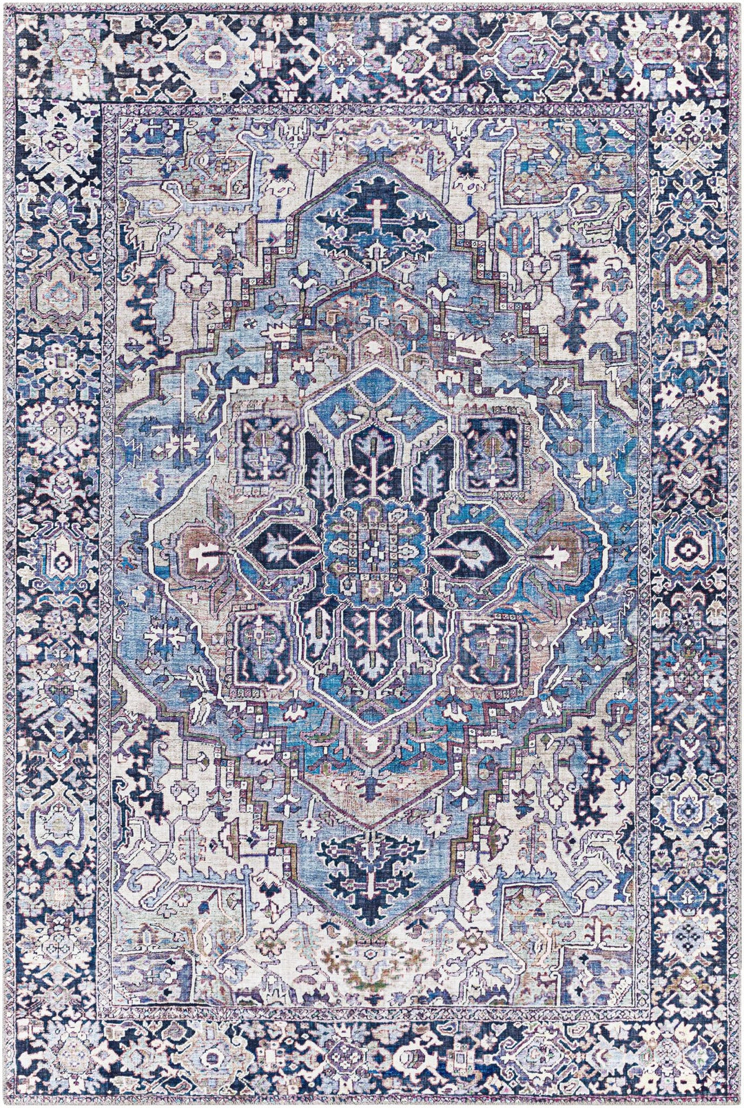 Traditional Style Blue medallion design Area Rug - The Rug Decor