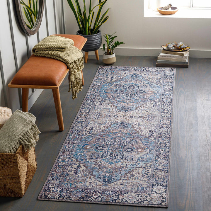 Traditional Style Blue medallion design Area Rug - The Rug Decor
