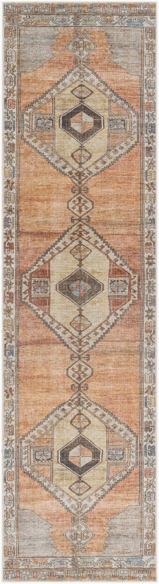 Traditional Style Brown Washable Runner Rug - The Rug Decor
