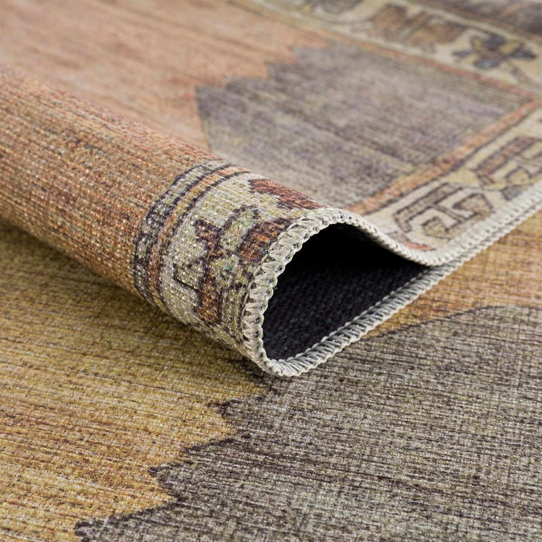 Traditional Style Brown Washable Runner Rug - The Rug Decor