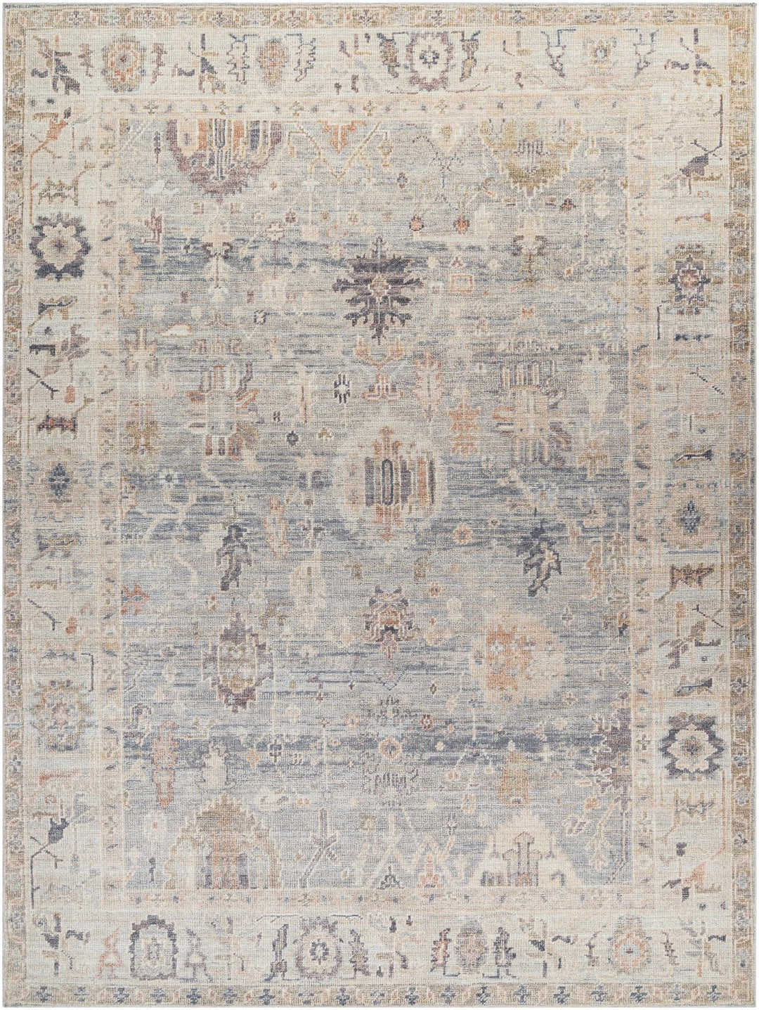 Traditional Style Cream & Blue Area Rug - The Rug Decor