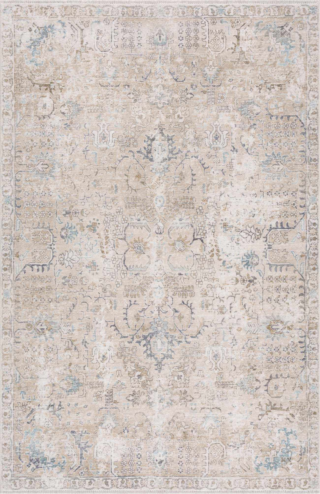 Traditional Style Cream Holi - 4600 Washable Area Rug - The Rug Decor