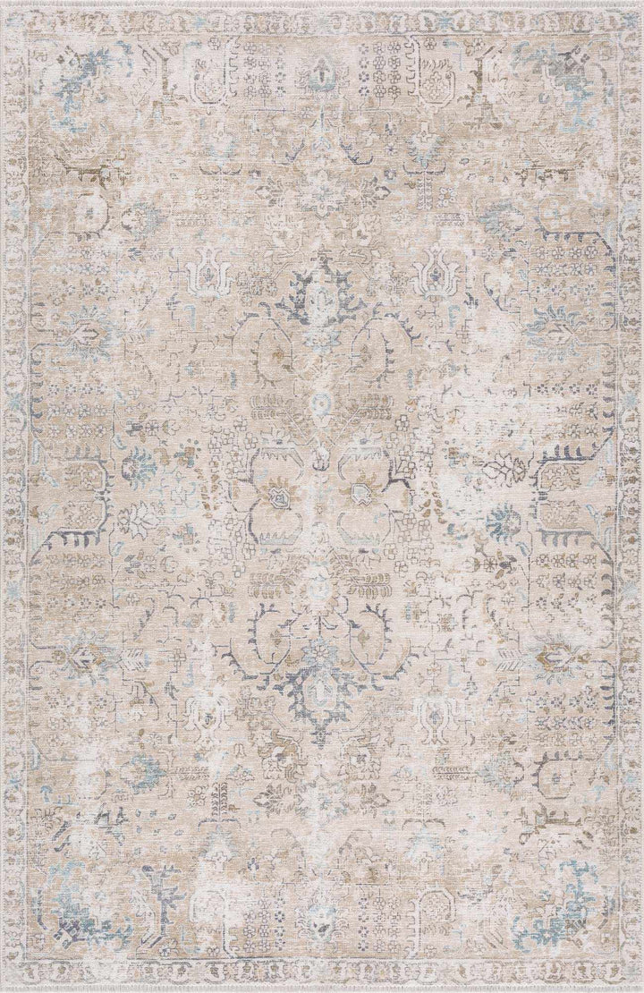 Traditional Style Cream Holi - 4600 Washable Area Rug - The Rug Decor