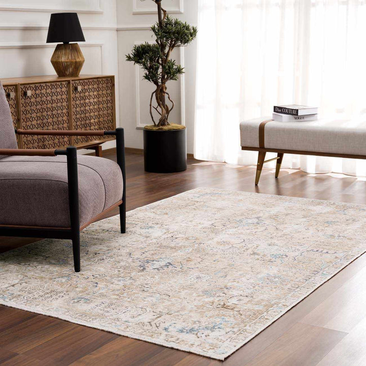 Traditional Style Cream Holi - 4600 Washable Area Rug - The Rug Decor