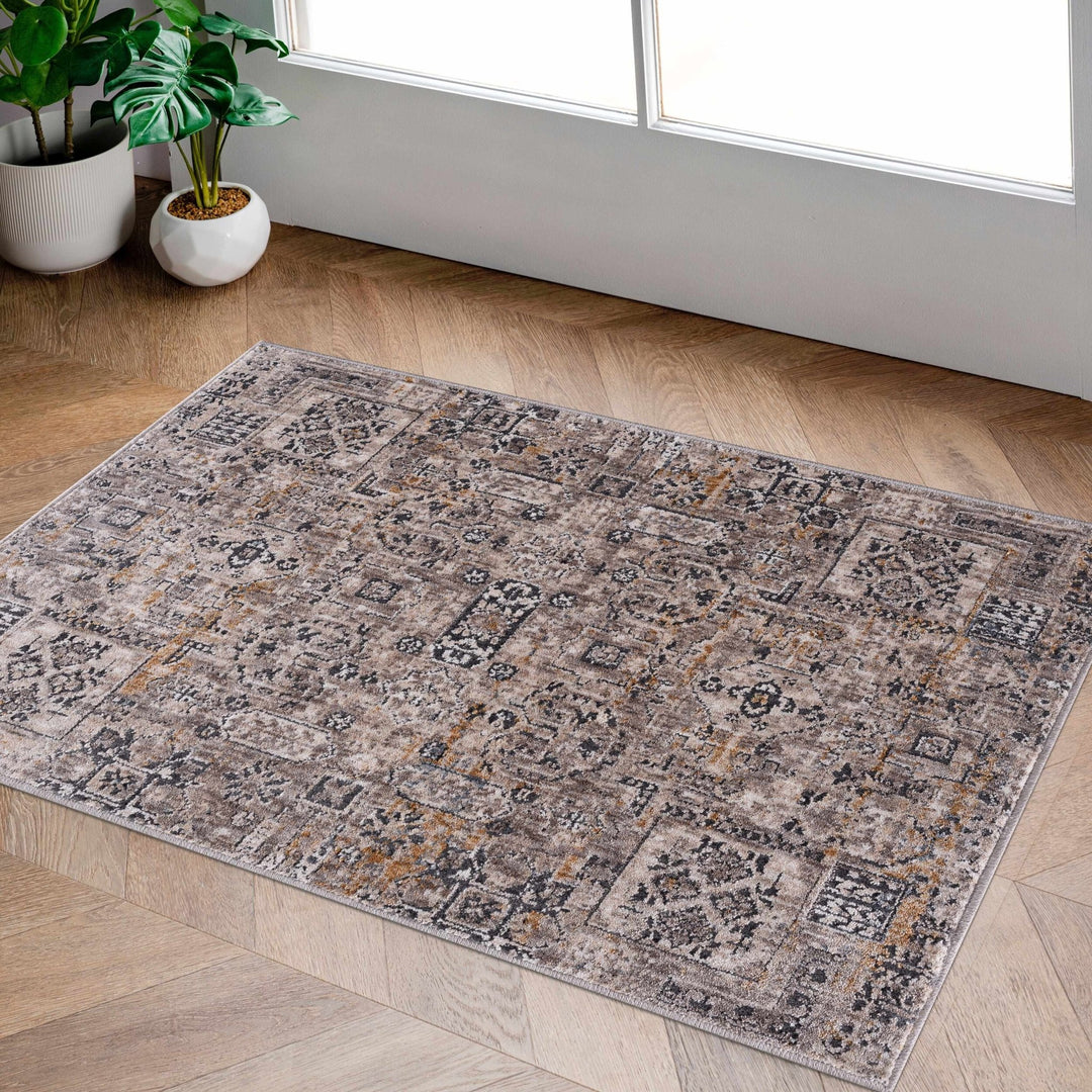 Traditional Style Gray And Charcoal Area Rug - The Rug Decor