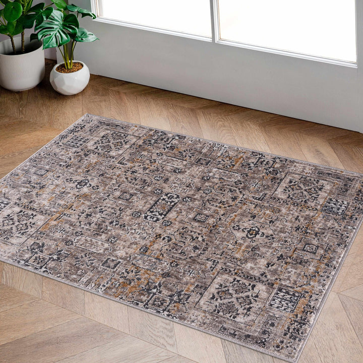 Traditional Style Gray And Charcoal Area Rug - The Rug Decor