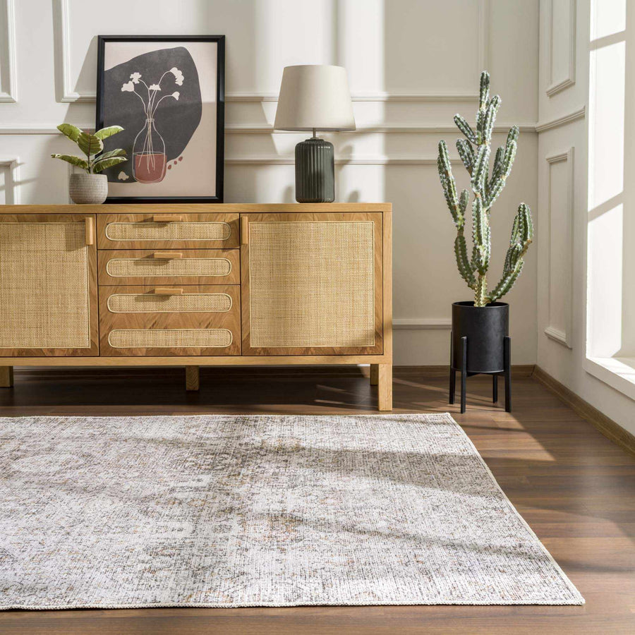 Traditional Style Gray Washable Area Rug - The Rug Decor