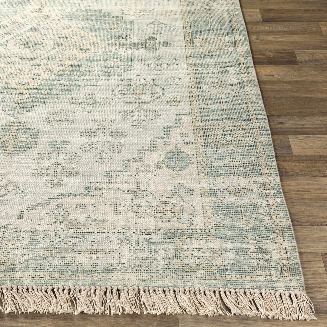 Traditional Style Green Handmade Cotton - blend Rug - The Rug Decor