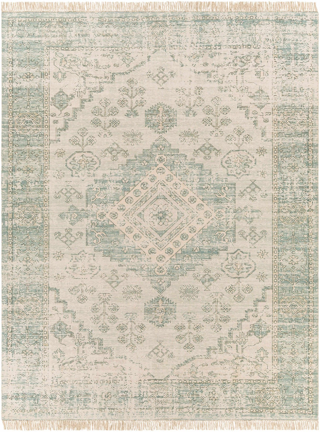 Traditional Style Green Handmade Cotton - blend Rug - The Rug Decor