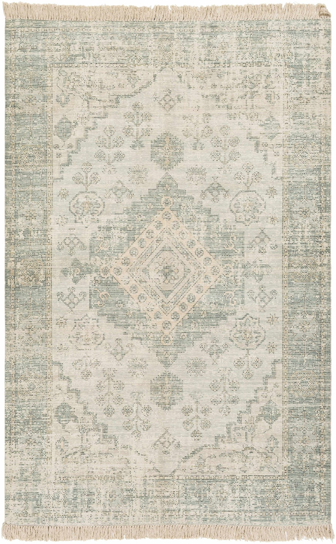 Traditional Style Green Handmade Cotton - blend Rug - The Rug Decor