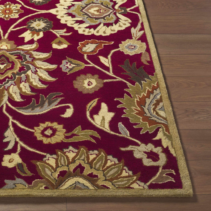 Traditional Style Maroon And Beige Hand Tufted Wool Rug - The Rug Decor