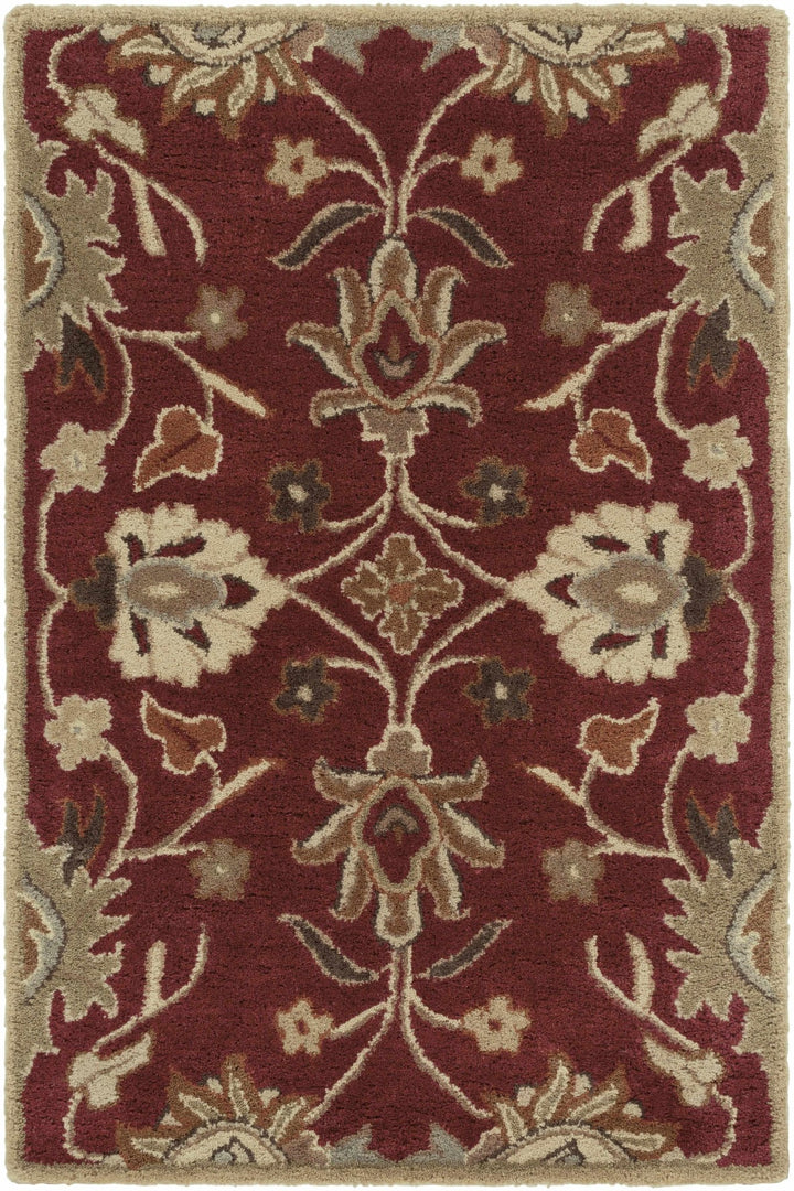 Traditional Style Maroon And Beige Hand Tufted Wool Rug - The Rug Decor