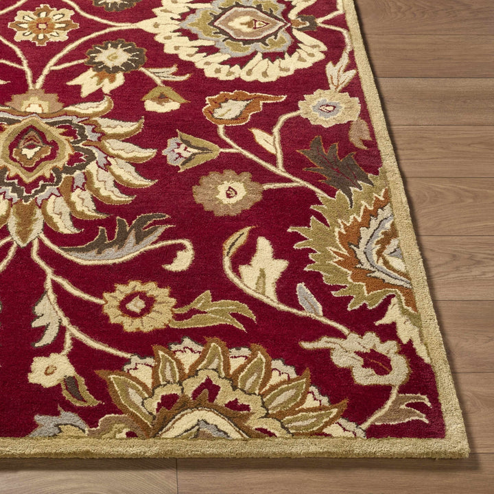 Traditional Style Maroon And Beige Hand Tufted Wool Rug - The Rug Decor