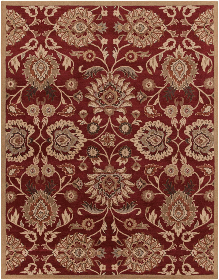 Traditional Style Maroon And Beige Hand Tufted Wool Rug - The Rug Decor
