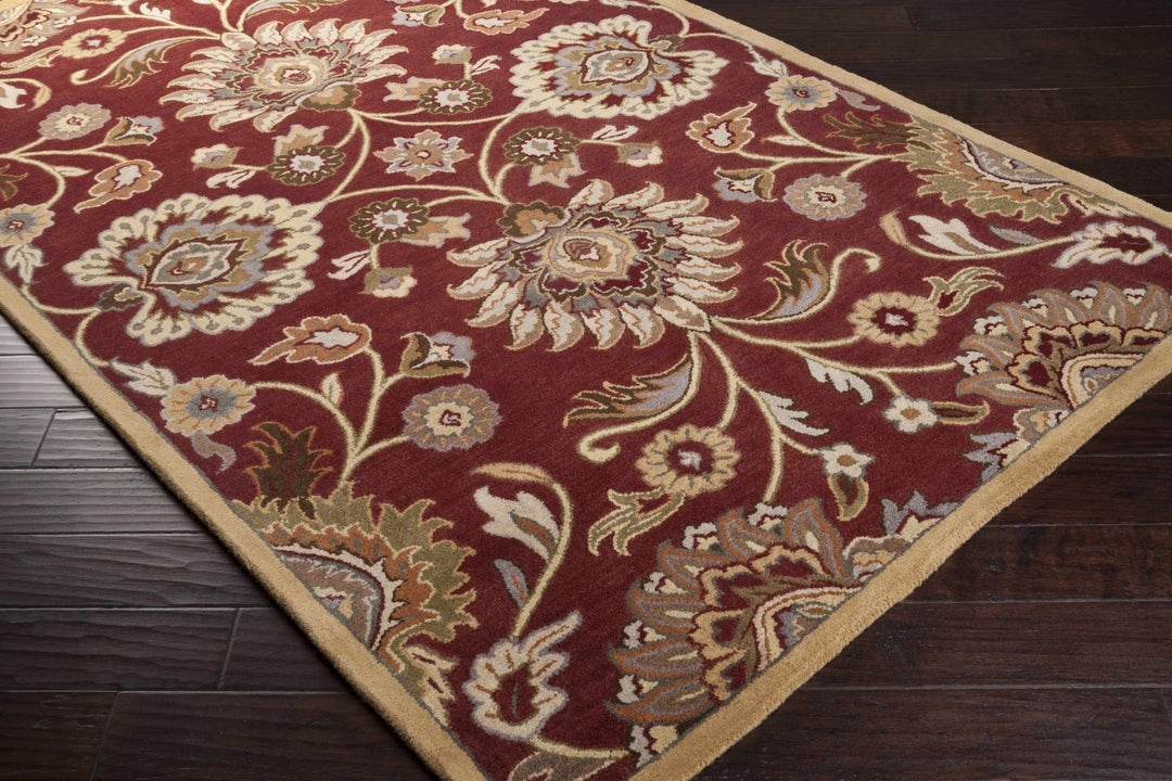 Traditional Style Maroon And Beige Hand Tufted Wool Rug - The Rug Decor