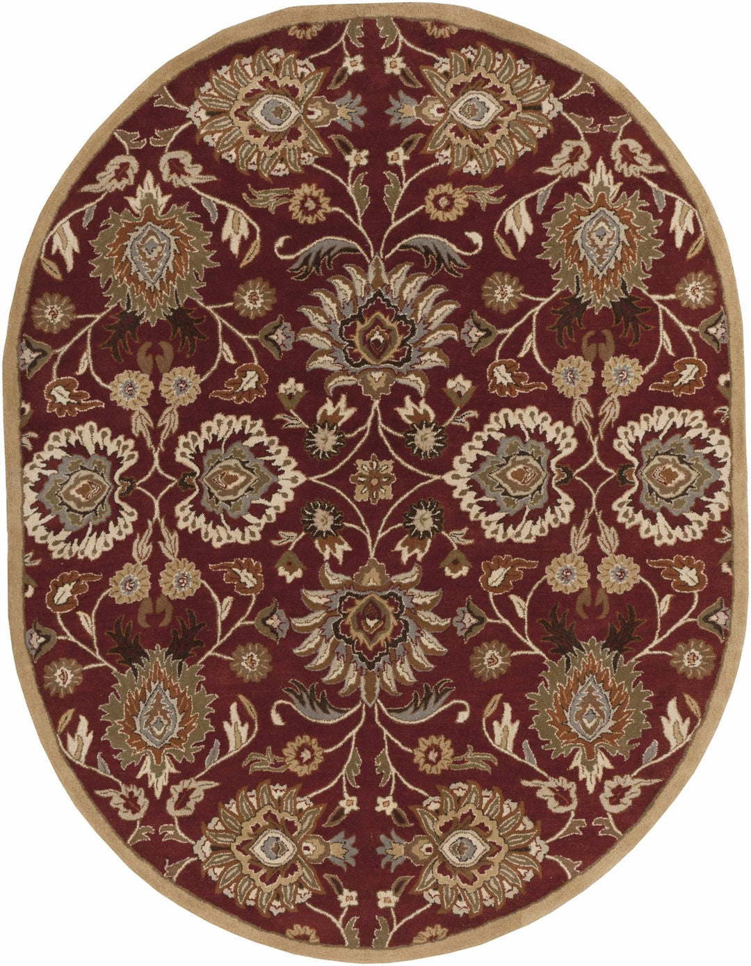 Traditional Style Maroon And Beige Hand Tufted Wool Rug - The Rug Decor