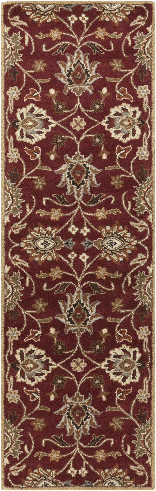 Traditional Style Maroon And Beige Hand Tufted Wool Rug - The Rug Decor