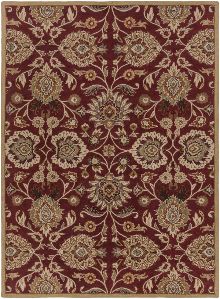 Traditional Style Maroon And Beige Hand Tufted Wool Rug - The Rug Decor