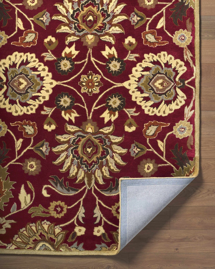 Traditional Style Maroon And Beige Hand Tufted Wool Rug - The Rug Decor