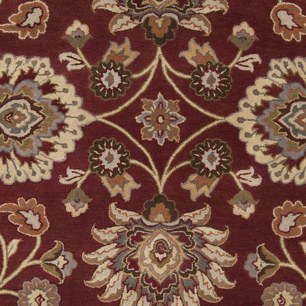 Traditional Style Maroon And Beige Hand Tufted Wool Rug - The Rug Decor