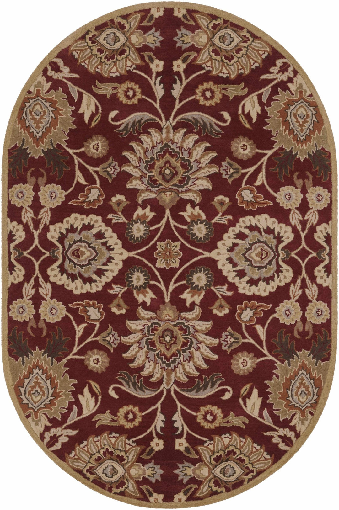 Traditional Style Maroon And Beige Hand Tufted Wool Rug - The Rug Decor