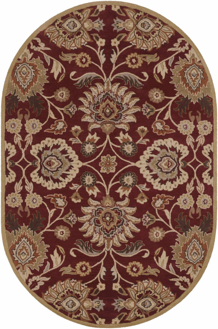 Traditional Style Maroon And Beige Hand Tufted Wool Rug - The Rug Decor