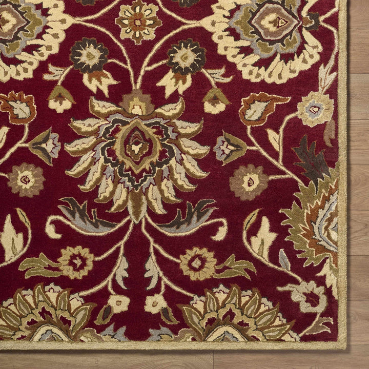 Traditional Style Maroon And Beige Hand Tufted Wool Rug - The Rug Decor