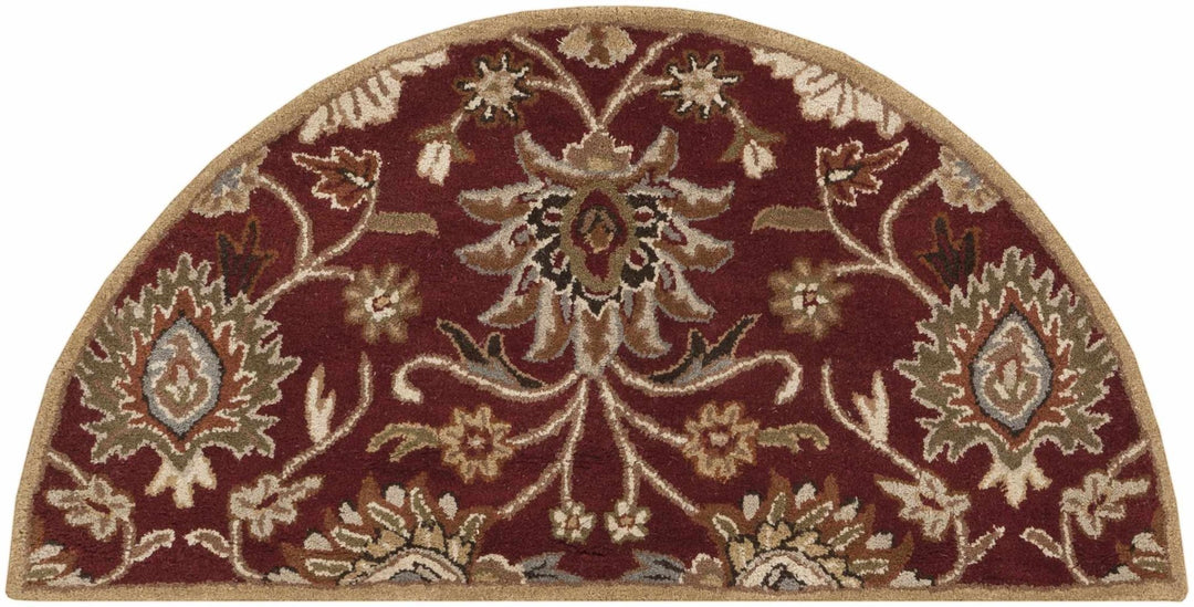 Traditional Style Maroon And Beige Hand Tufted Wool Rug - The Rug Decor