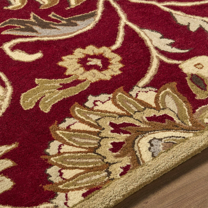 Traditional Style Maroon And Beige Hand Tufted Wool Rug - The Rug Decor