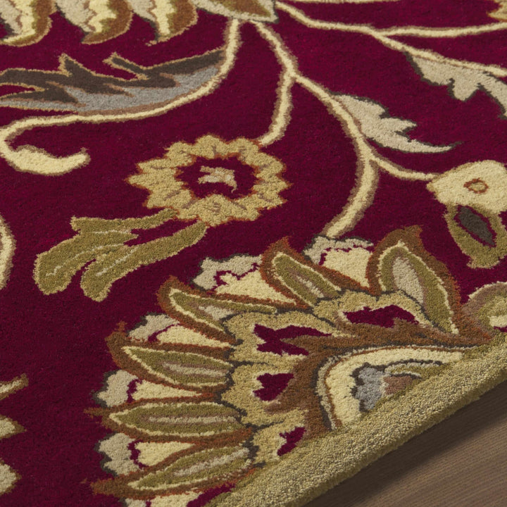 Traditional Style Maroon And Beige Hand Tufted Wool Rug - The Rug Decor