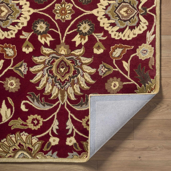 Traditional Style Maroon And Beige Hand Tufted Wool Rug - The Rug Decor