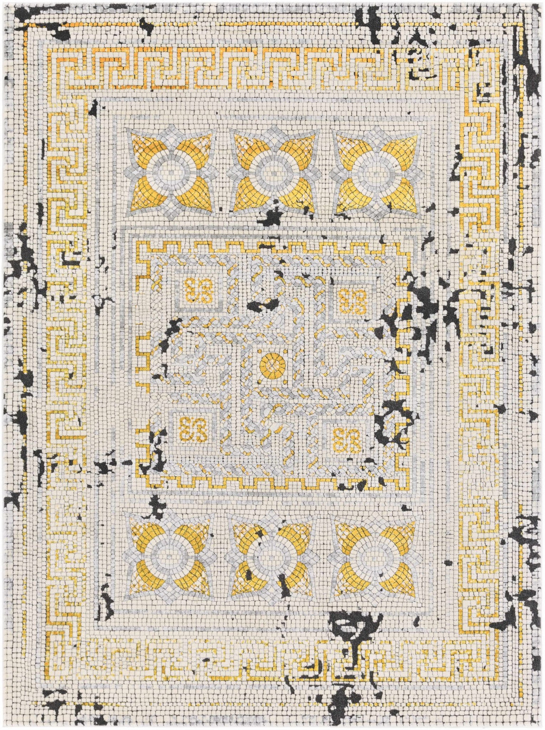 Traditional Style Silver And Mustard Area Rug - The Rug Decor