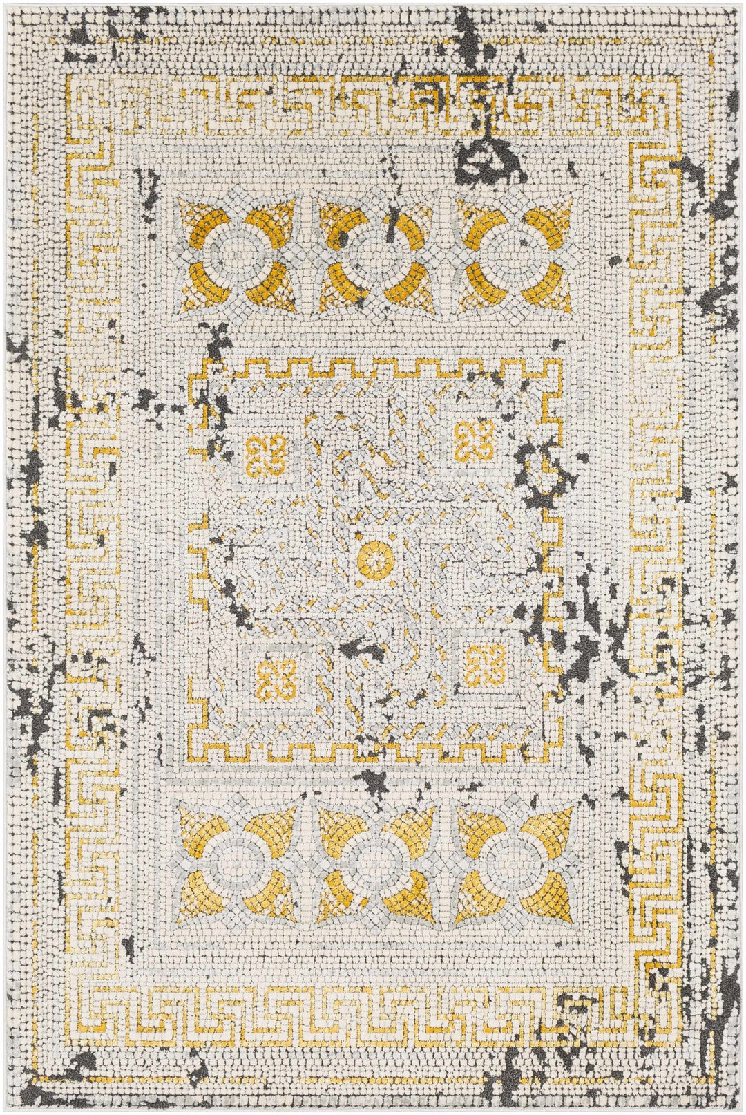 Traditional Style Silver And Mustard Area Rug - The Rug Decor