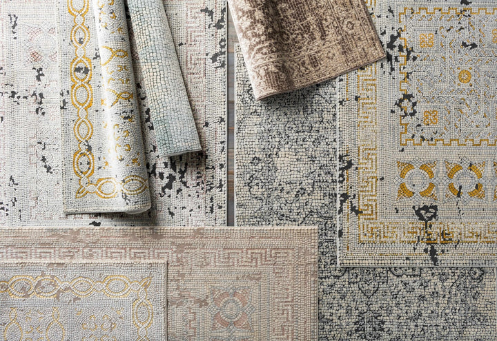 Traditional Style Silver And Mustard Area Rug - The Rug Decor