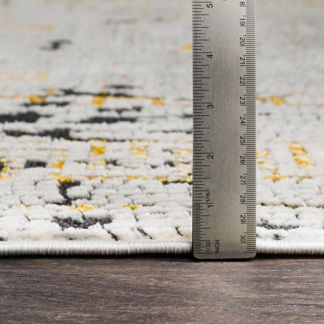 Traditional Style Silver And Mustard Area Rug - The Rug Decor