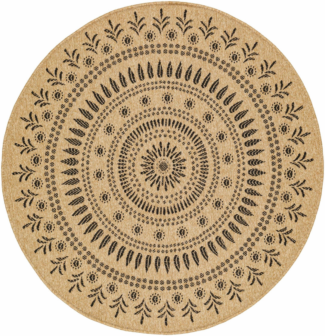 Traditional Style Tan Round Faux Jute Rug - The Rug Decor