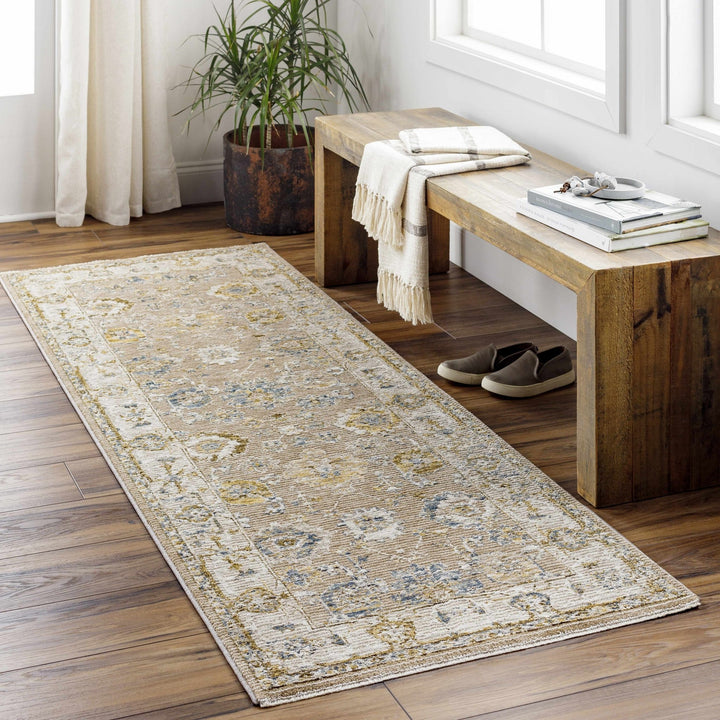 Traditional Tan And Gray Machine Woven Indoor & Outdoor Rug - The Rug Decor