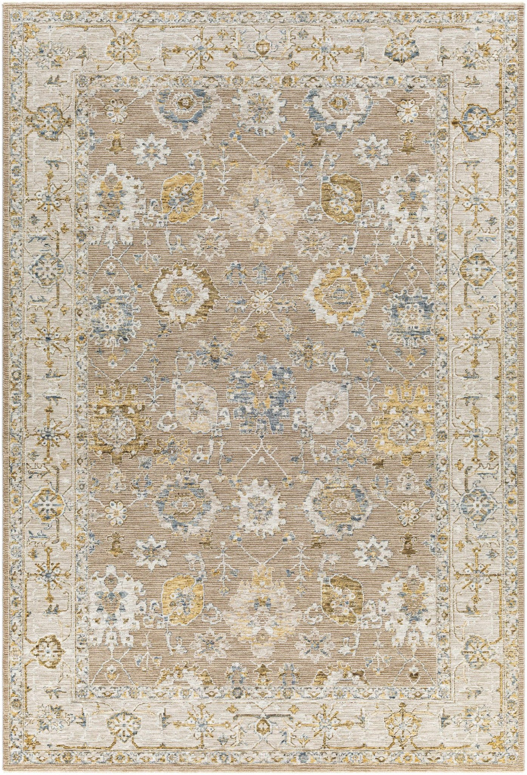 Traditional Tan And Gray Machine Woven Indoor & Outdoor Rug - The Rug Decor