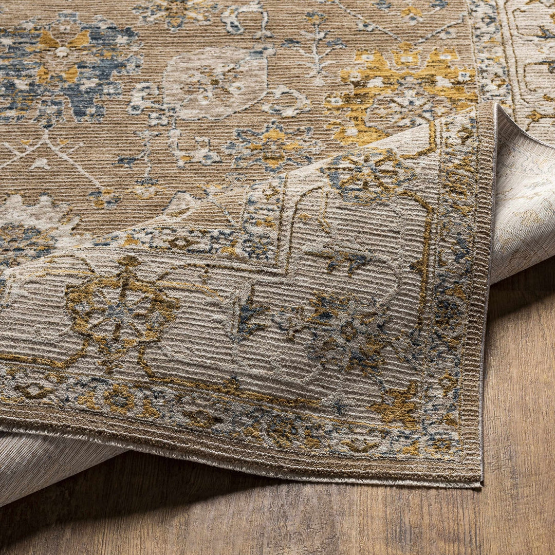 Traditional Tan And Gray Machine Woven Indoor & Outdoor Rug - The Rug Decor