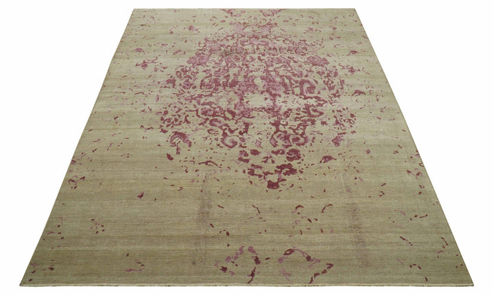 Traditional Transitional Beige And Pink Hand knotted Wool Area Rug - The Rug Decor