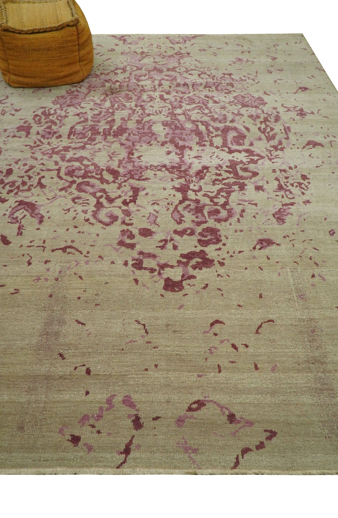 Traditional Transitional Beige And Pink Hand knotted Wool Area Rug - The Rug Decor