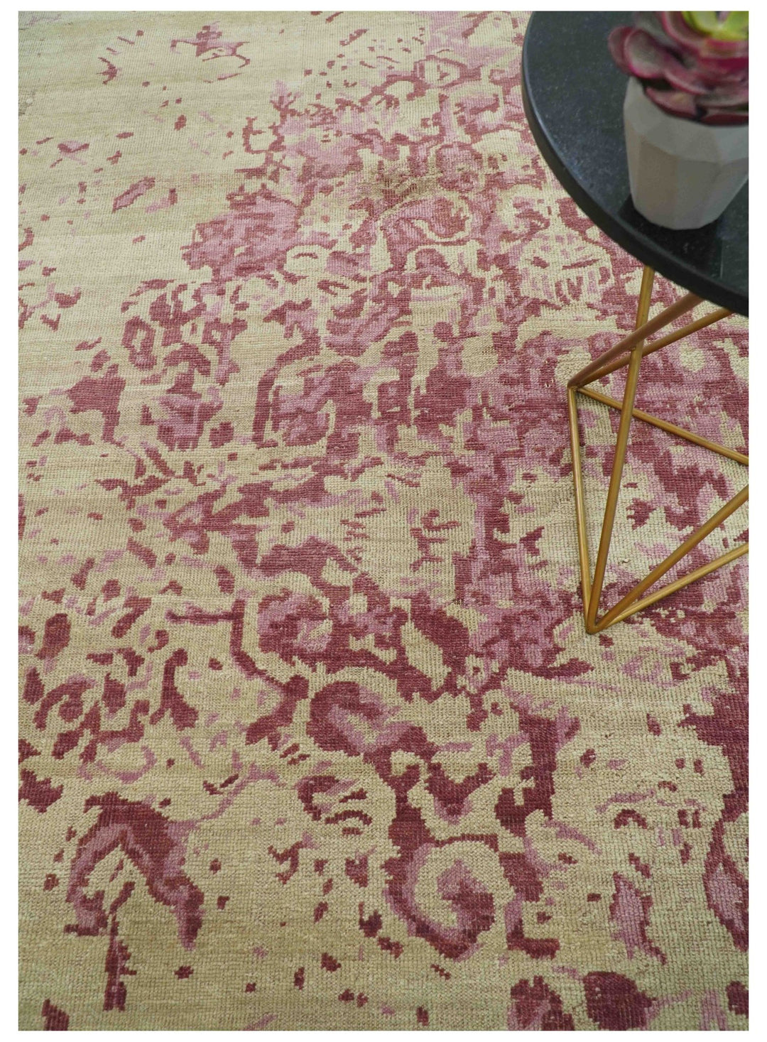 Traditional Transitional Beige And Pink Hand knotted Wool Area Rug - The Rug Decor