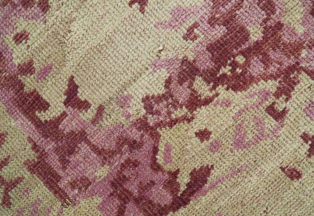 Traditional Transitional Beige And Pink Hand knotted Wool Area Rug - The Rug Decor