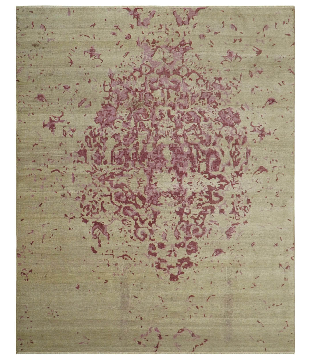 Traditional Transitional Beige And Pink Hand knotted Wool Area Rug - The Rug Decor