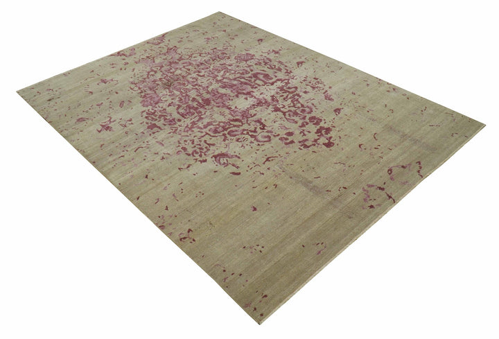 Traditional Transitional Beige And Pink Hand knotted Wool Area Rug - The Rug Decor