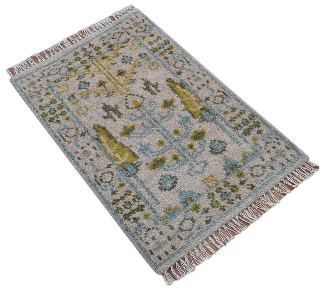 Traditional Tree of life Peach Hand Knotted 2x3 Wool Area Rug - The Rug Decor
