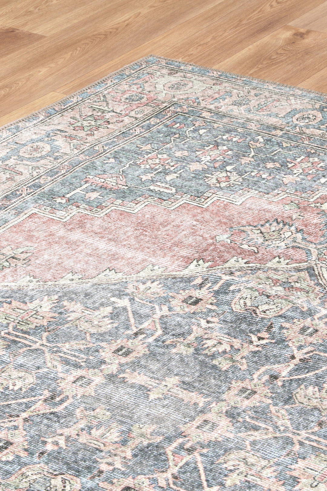 Traditional Tribal Teal And Rust Machine Washable Rug - The Rug Decor